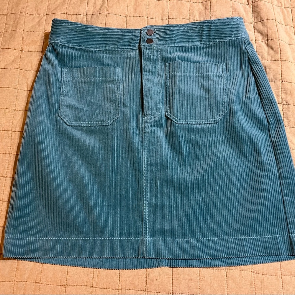 Loft Teal Green Corduroy Skirt